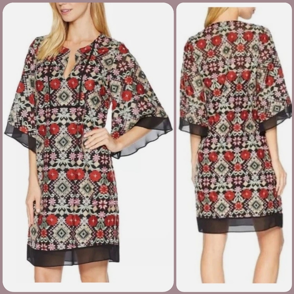 BCBGMAXAZRIA Tati Embroidered Shift Dress